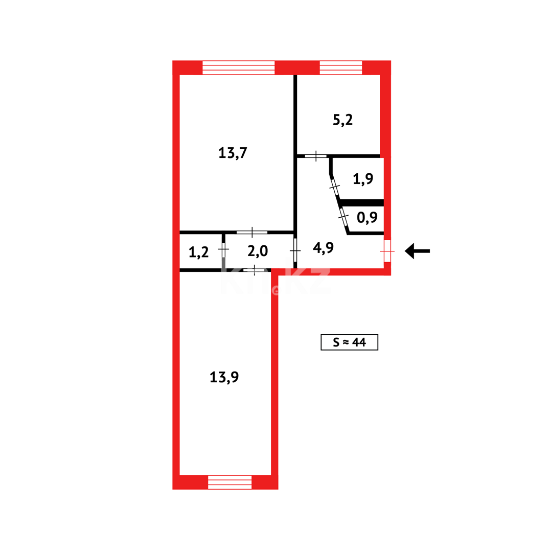 Продажа 2-комнатной квартиры, 43 м² в Темиртау - фото 13
