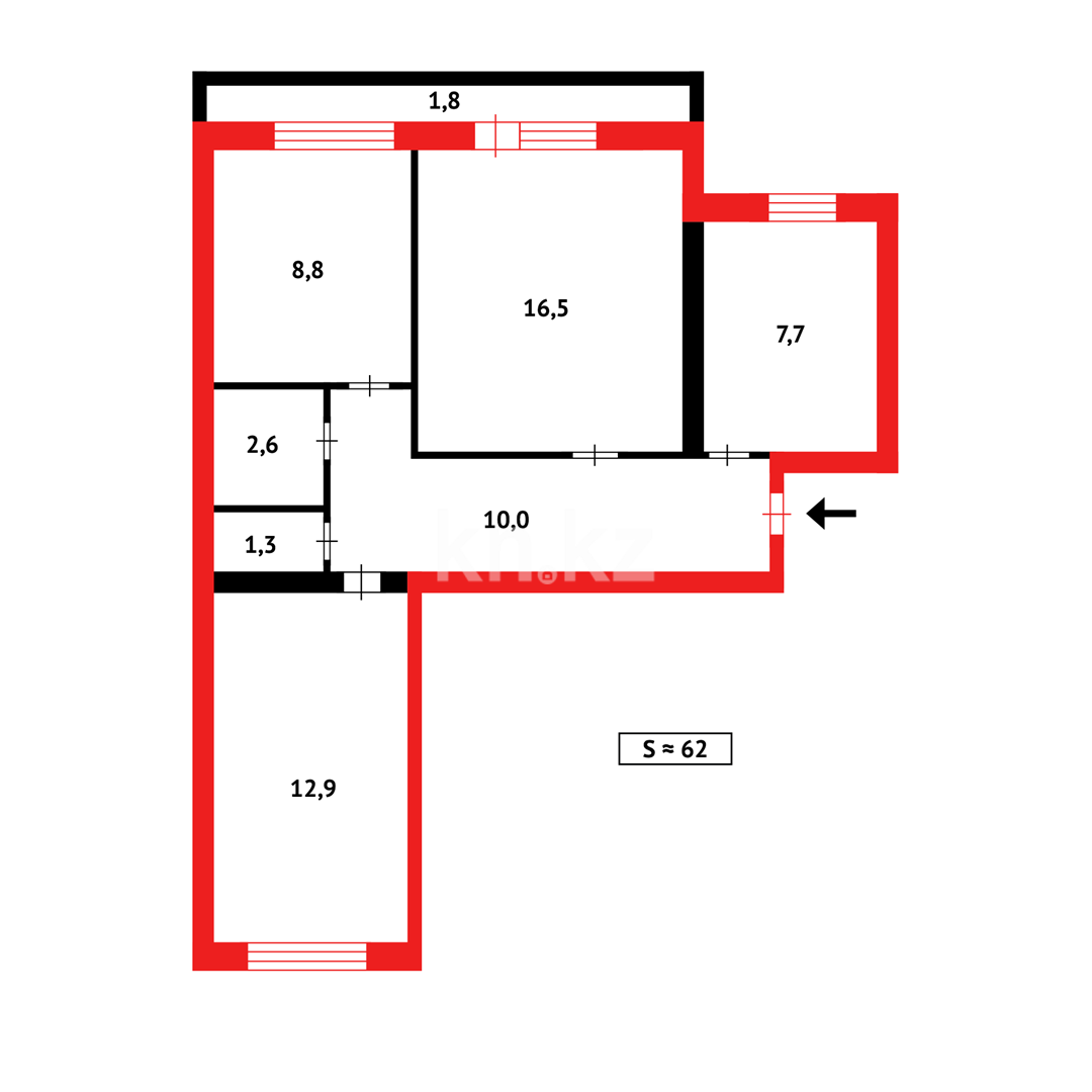 Продажа 3-комнатной квартиры, 65 м² в Караганде - фото 13