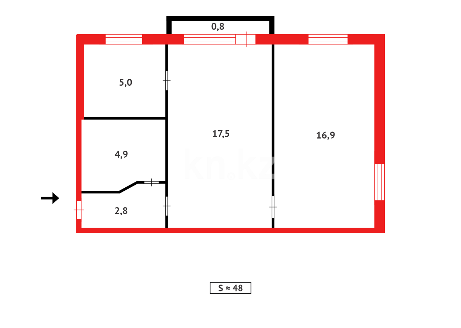 Продажа 2-комнатной квартиры, 48 м² в Темиртау - фото 7