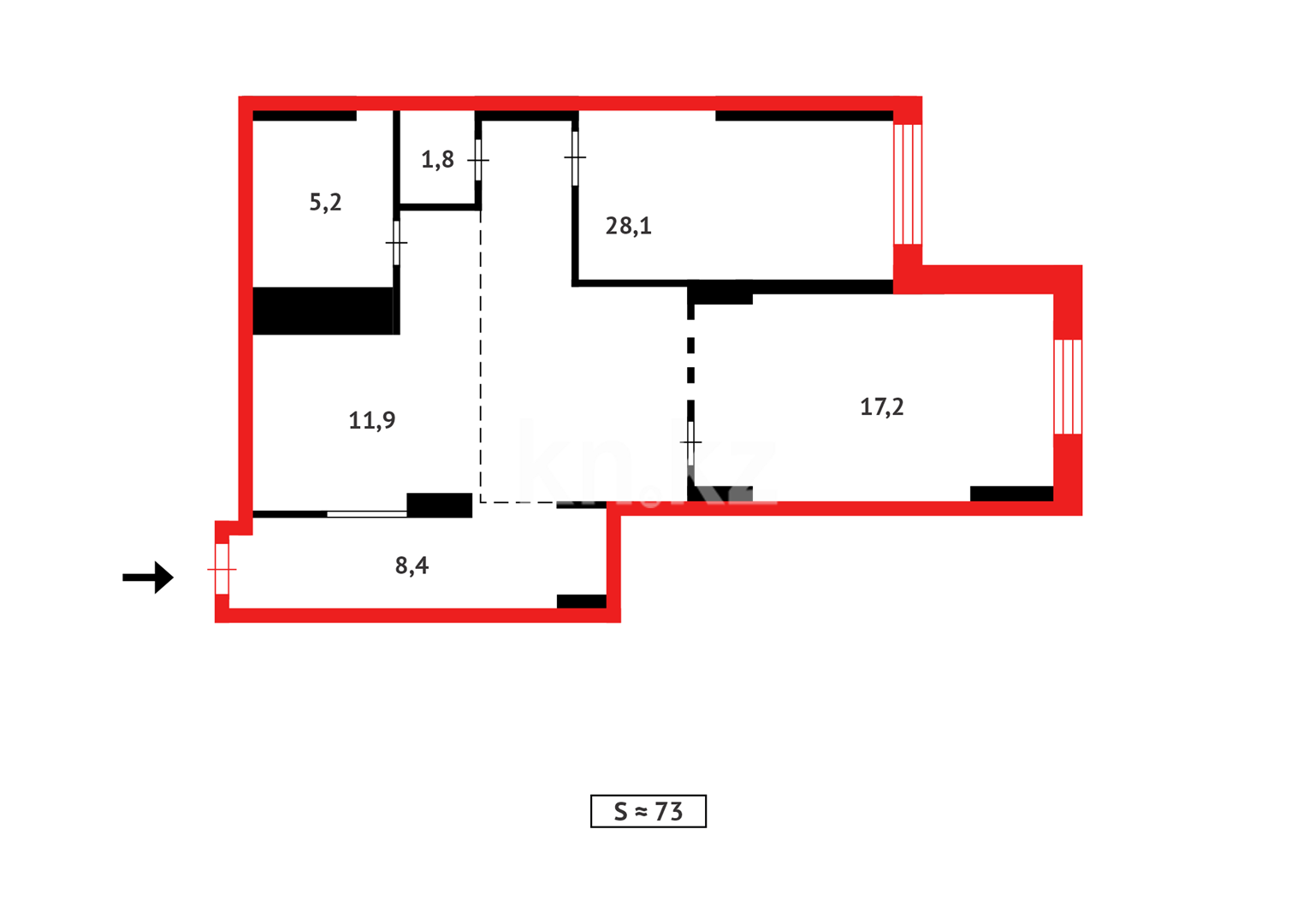 Продажа 2-комнатной квартиры, 72.6 м² в Астане - фото 4