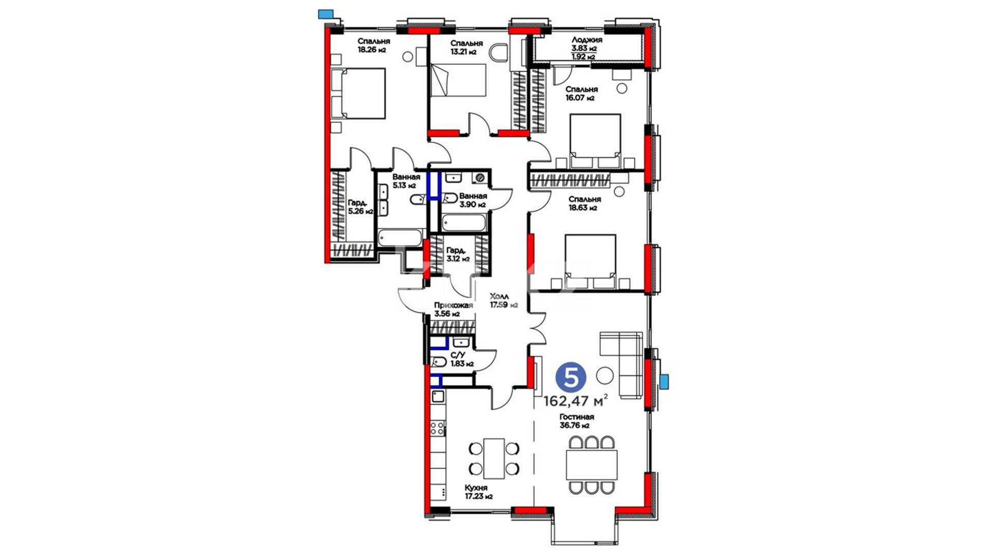 ЖК GreenLine.4YOU, 5-комнатная, цена 144 452 077 ₸, 889 100 ₸&nbsp;/&nbsp;м²