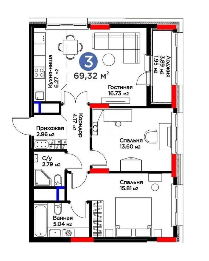 Продажа 3-комнатной квартиры, 70 м² в Астане - фото 3