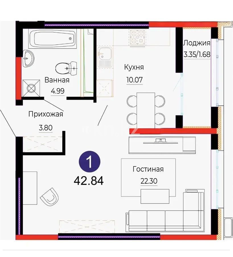 Продажа 1-комнатной квартиры, 43 м², ул. Е-882, дом  7 в Астане