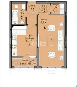 Продажа 1-комнатной квартиры, 35.7 м², ул. Култегин, дом  16 стр в Астане