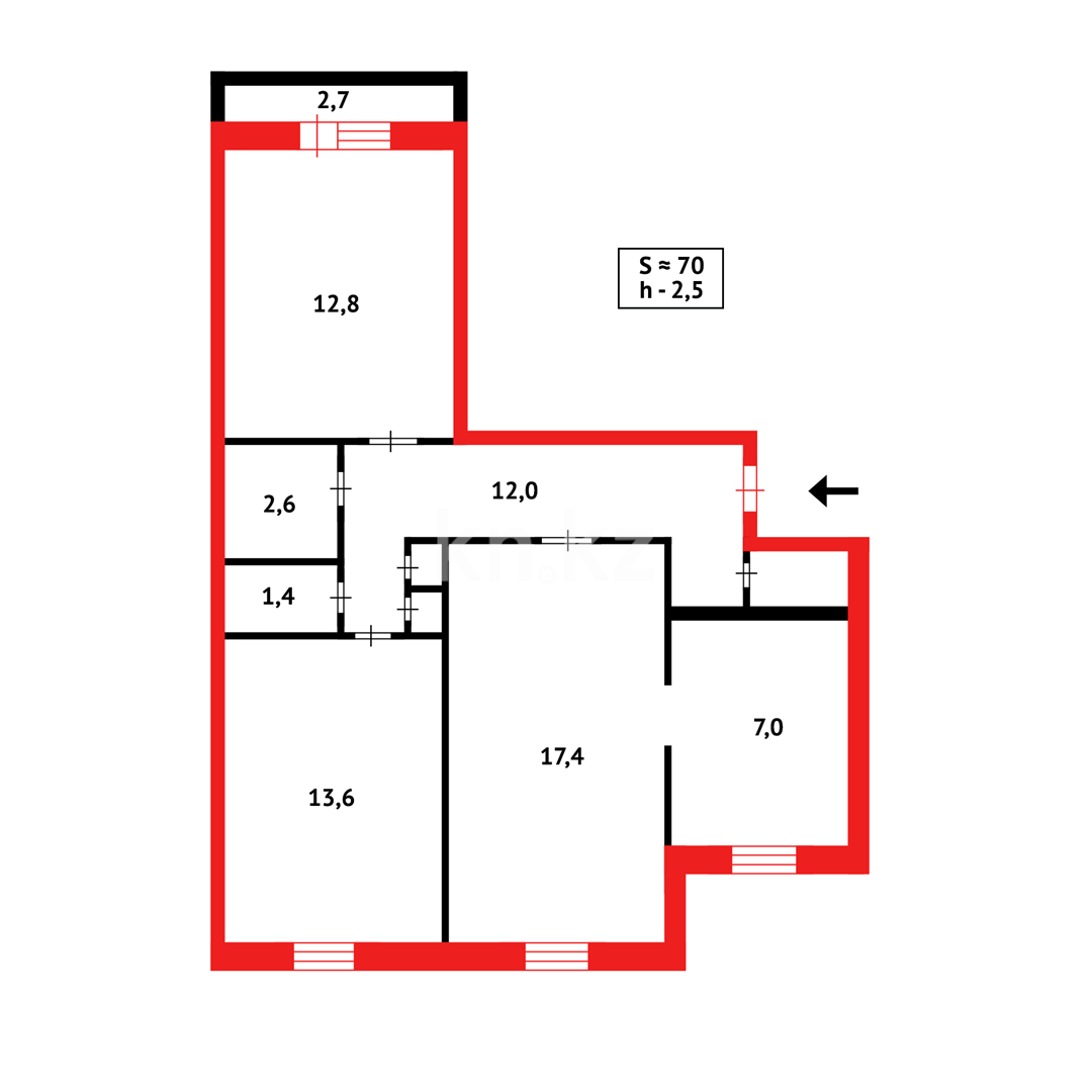 Продажа 3-комнатной квартиры, 70 м², мкр-н 3А в Темиртау - фото 14