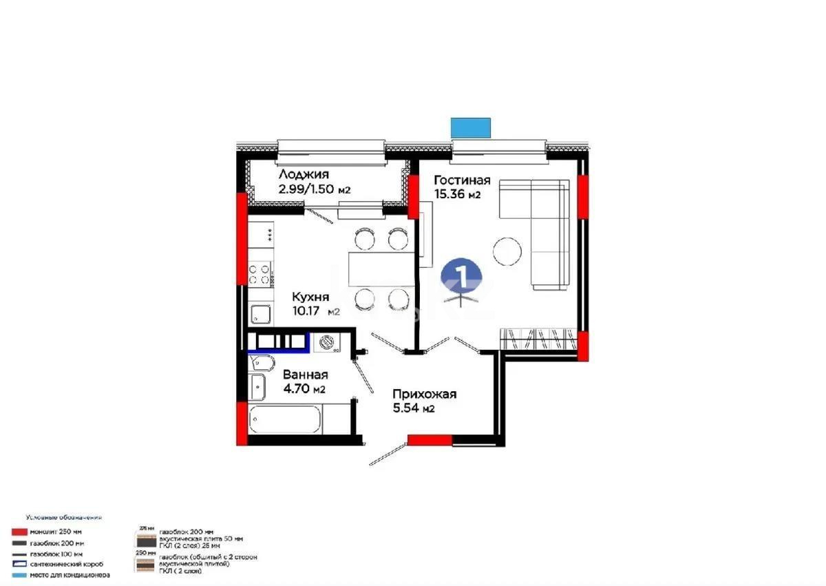 Продажа 1-комнатной квартиры, 37.27 м², ул. Е-321, дом  6/2 в Астане