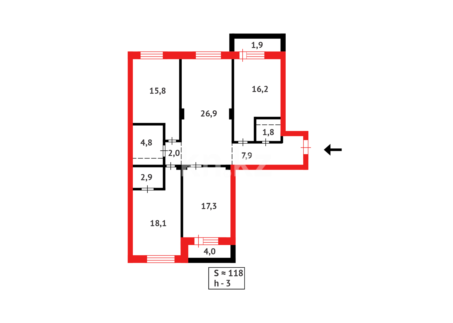 Продажа 4-комнатной квартиры, 120 м², ул. Бектурова, дом  3 в Астане - фото 6