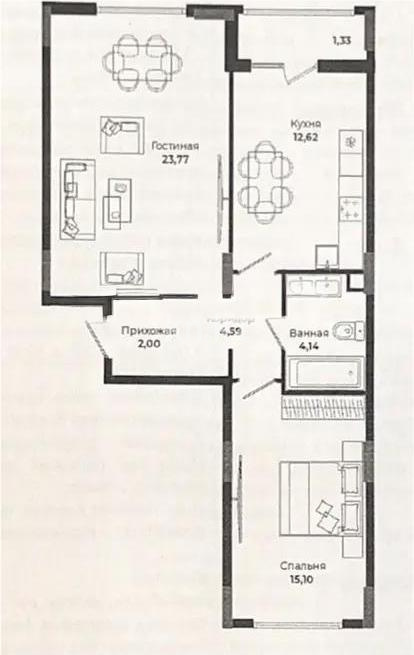 Продажа 2-комнатной квартиры, 64 м² в Астане