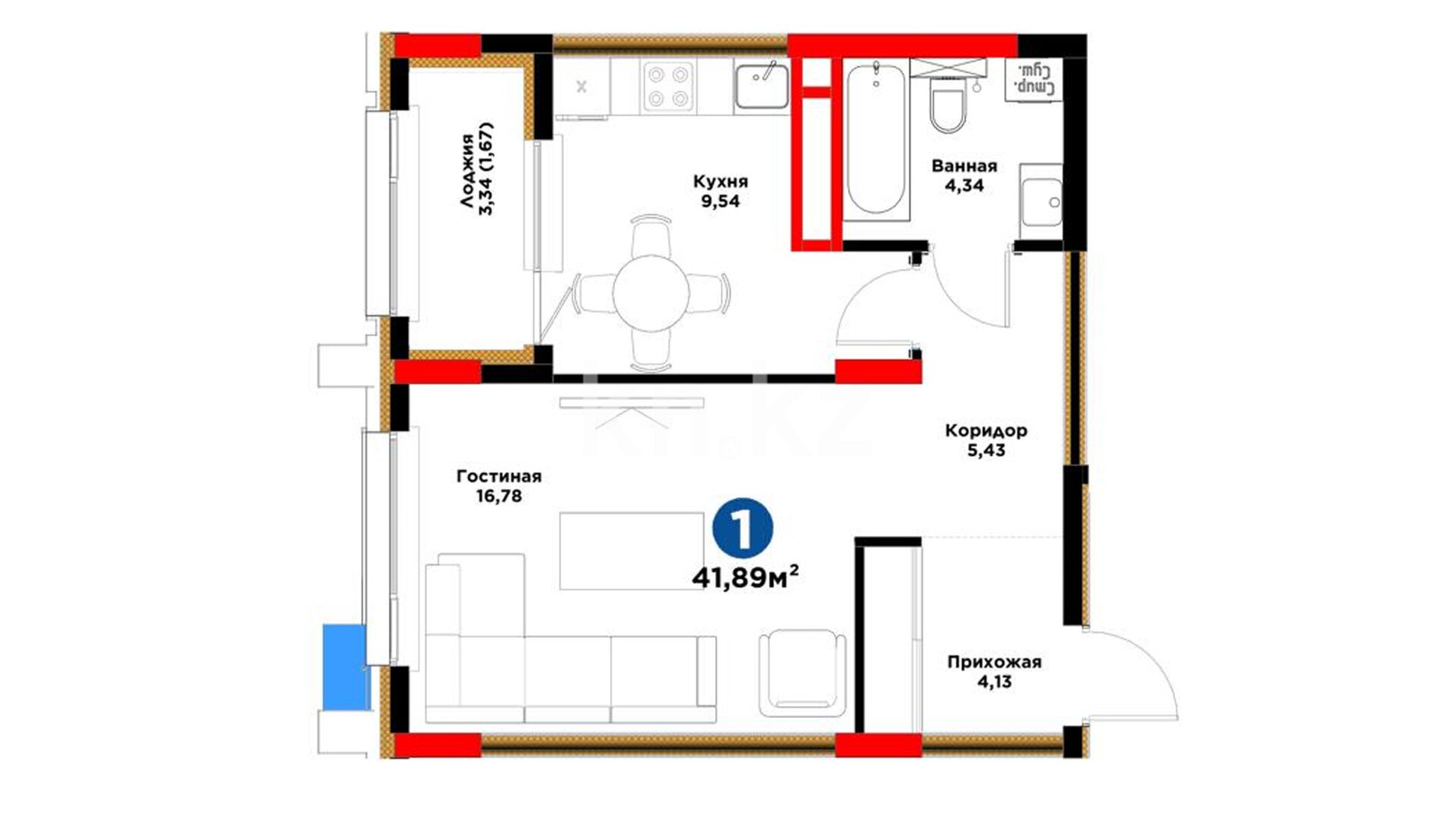 ЖК GreenLine.Garden, 1-комнатная, цена 41 471 100 ₸, 990 000 ₸&nbsp;/&nbsp;м²