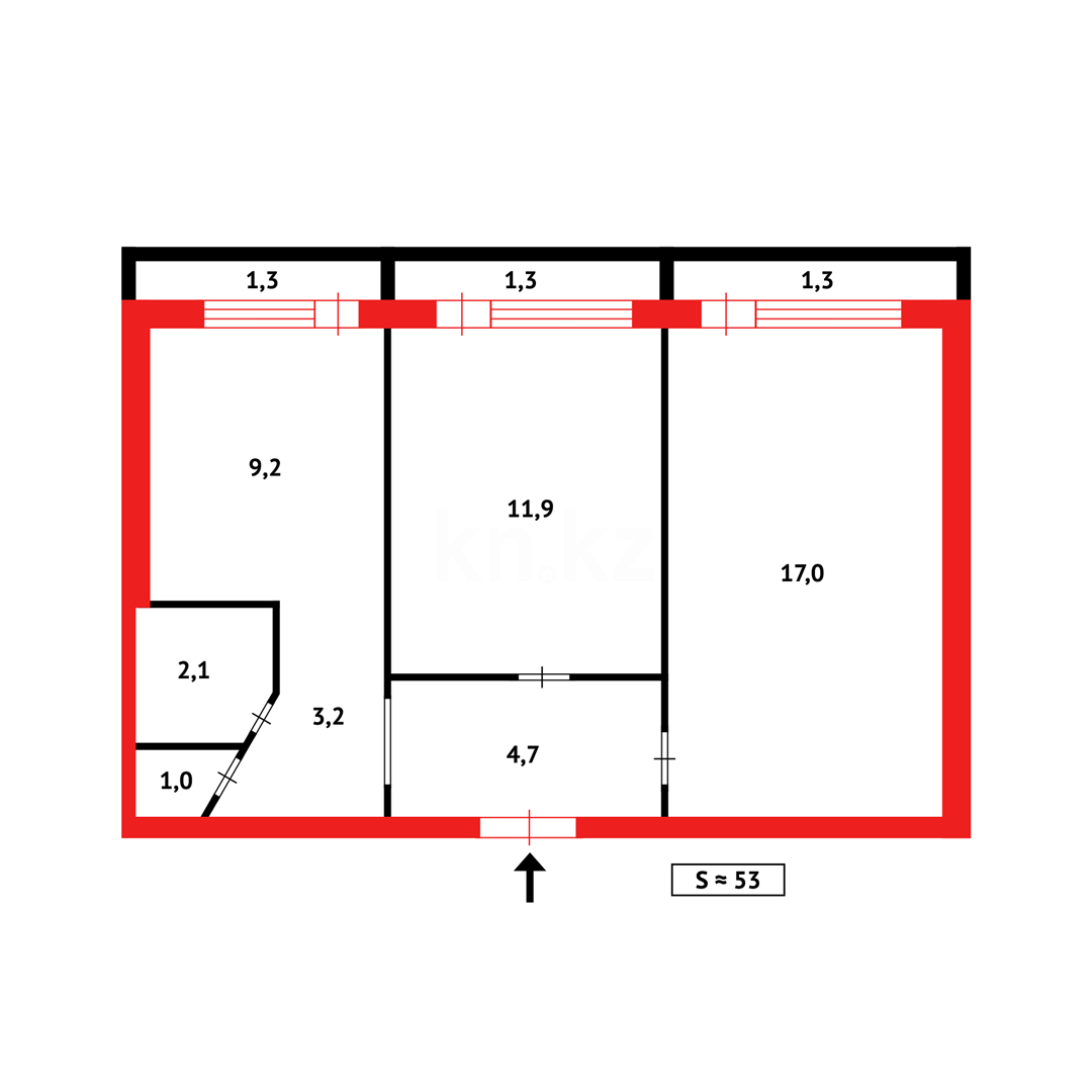 Продажа 2-комнатной квартиры, 53 м² в Караганде - фото 9