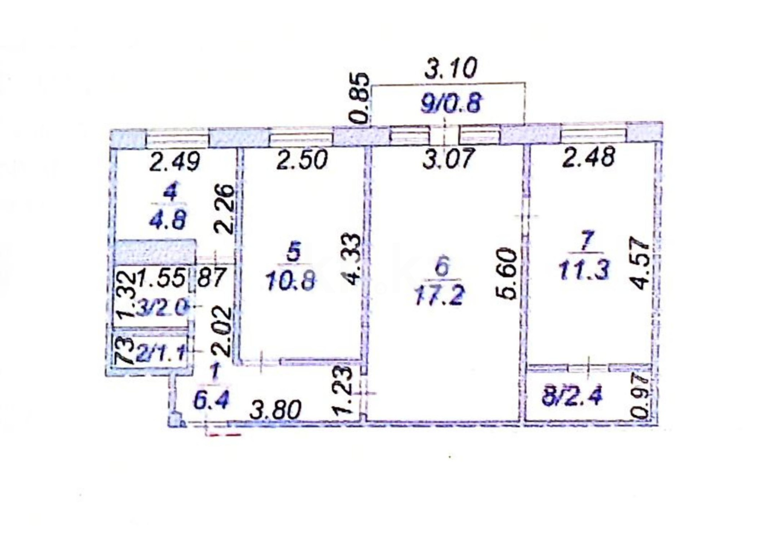 Продажа 3-комнатной квартиры, 56.8 м² в Темиртау
