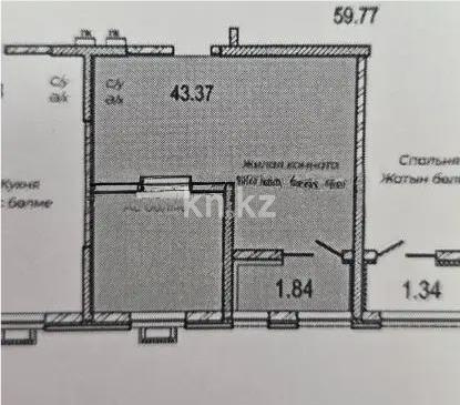 Продажа 1-комнатной квартиры, 43.3 м² в Астане