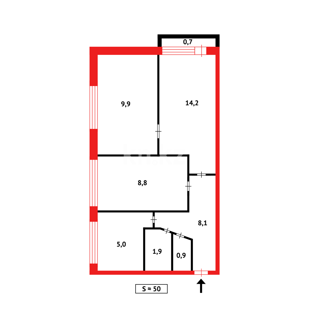 Продажа 3-комнатной квартиры, 52 м², ул. Дружбы в Караганде - фото 11