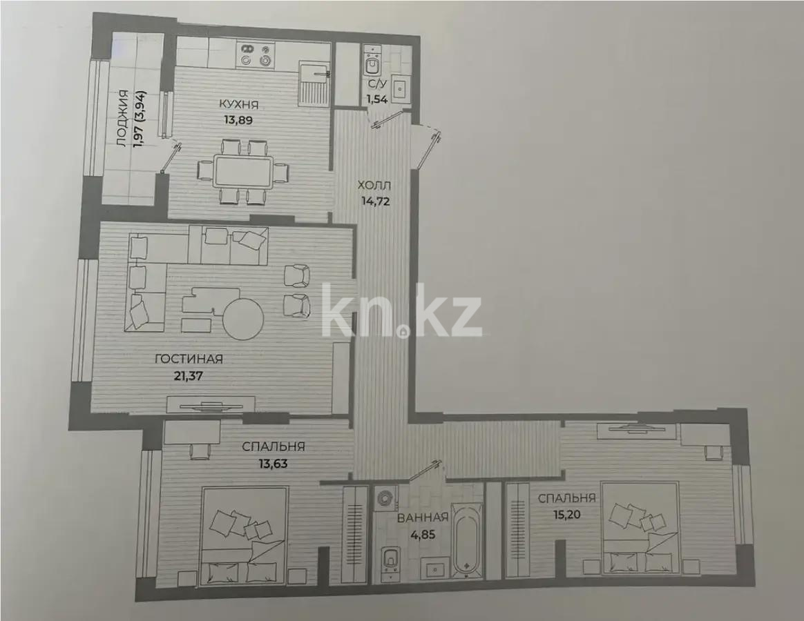 Продажа 3-комнатной квартиры, 90 м², пр. Туран, дом  39/2 стр в Астане