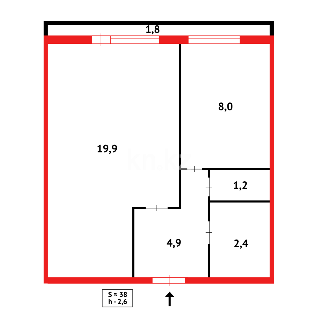 Продажа 1-комнатной квартиры, 37 м², пр. Республики, дом  4 в Караганде - фото 12