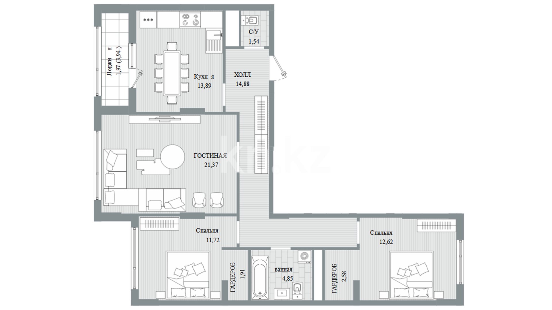 ЖК Evolution, 3-комнатная, цена 69 462 400 ₸, 784 000 ₸&nbsp;/&nbsp;м²