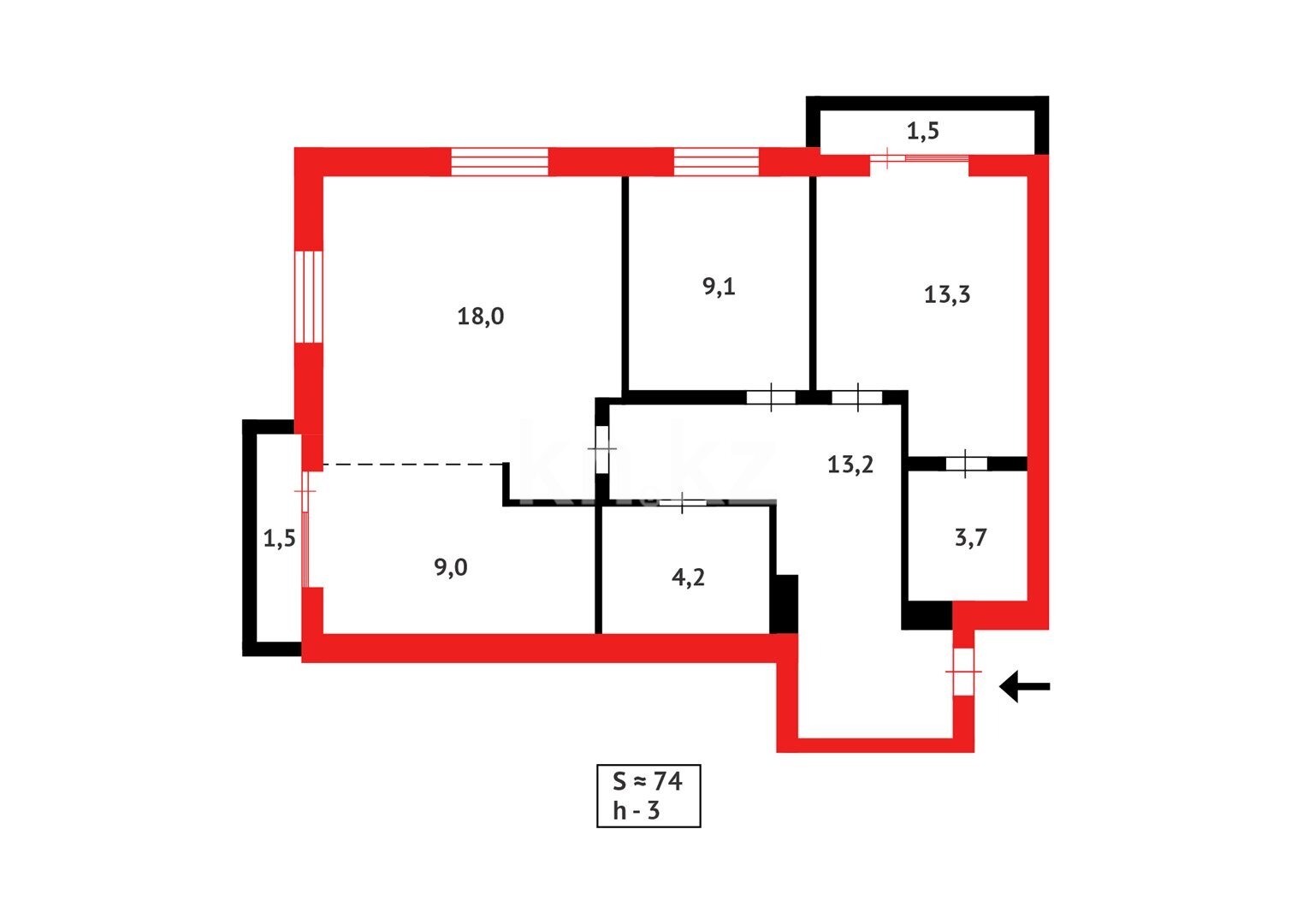 Продажа 3-комнатной квартиры, 73 м² в Караганде - фото 18