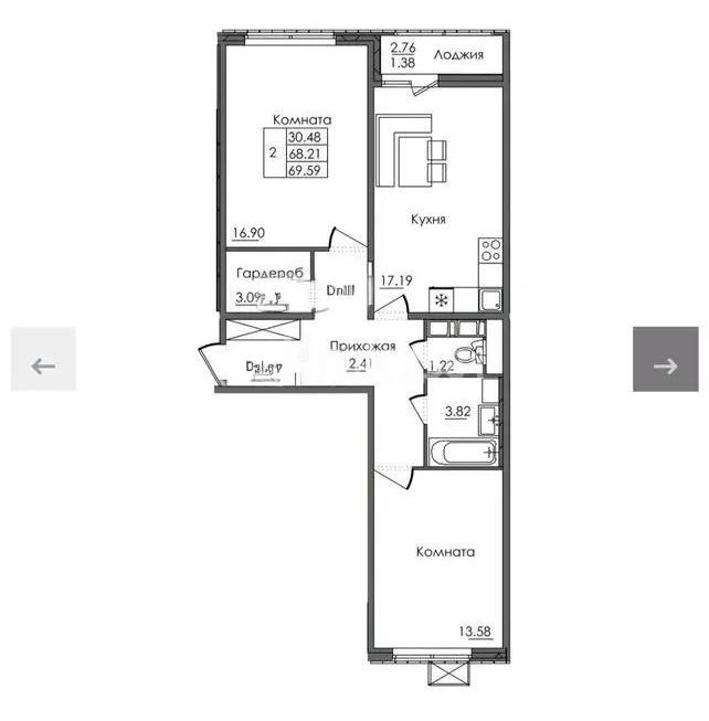 Продажа 2-комнатной квартиры, 65.59 м² в Астане - фото 3