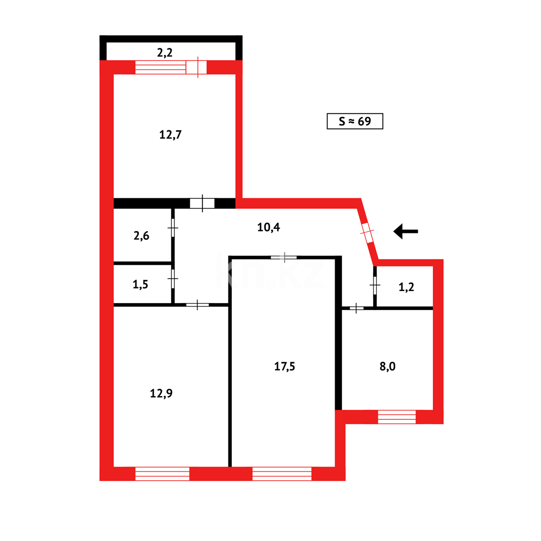 Продажа 3-комнатной квартиры, 68 м², мкр-н 3-й в Темиртау - фото 15