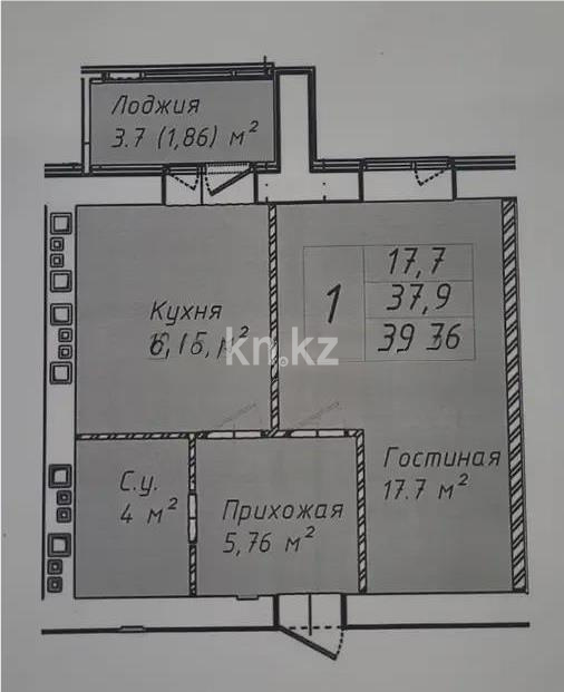 Продажа 1-комнатной квартиры, 39.76 м² в Астане