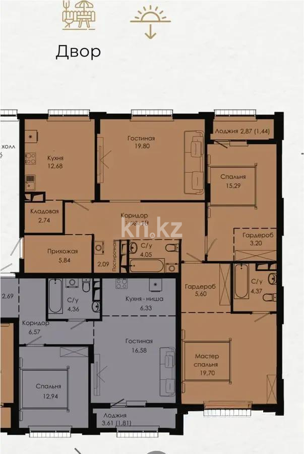 Продажа 3-комнатной квартиры, 109.36 м², ул. Сыганак, дом  22/1 в Астане