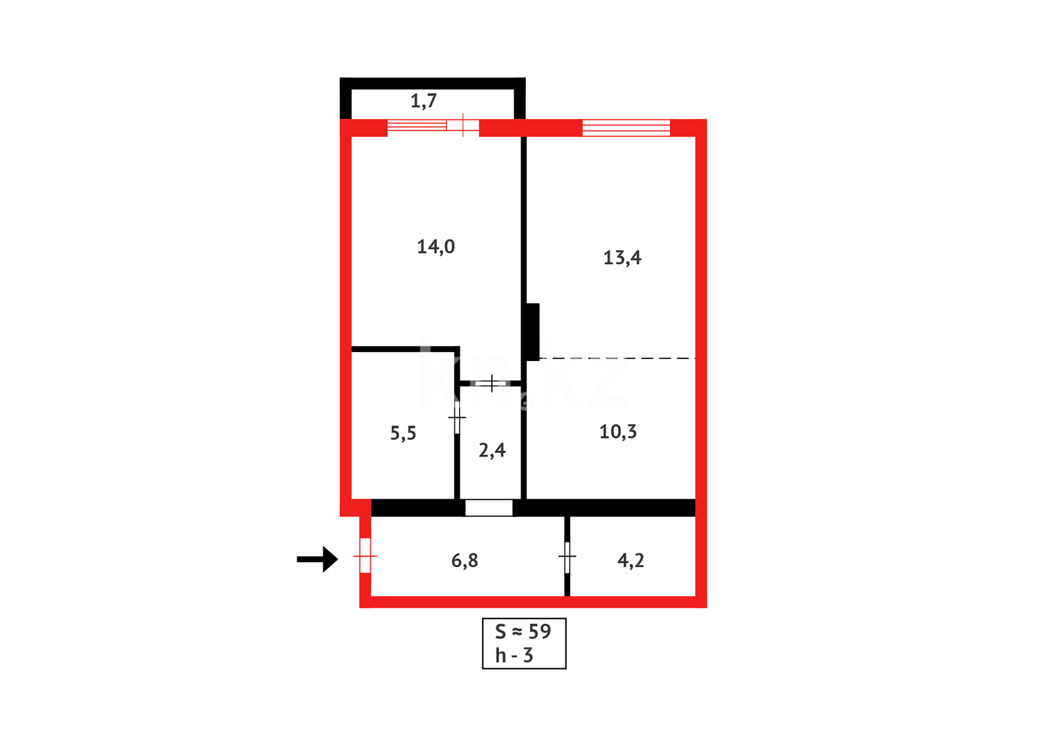 Продажа 3-комнатной квартиры, 58 м² в Караганде - фото 22