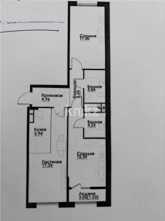 Продажа 3-комнатной квартиры, 75 м² в Алматы