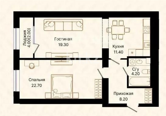 Продажа 2-комнатной квартиры, 68 м² в Астане