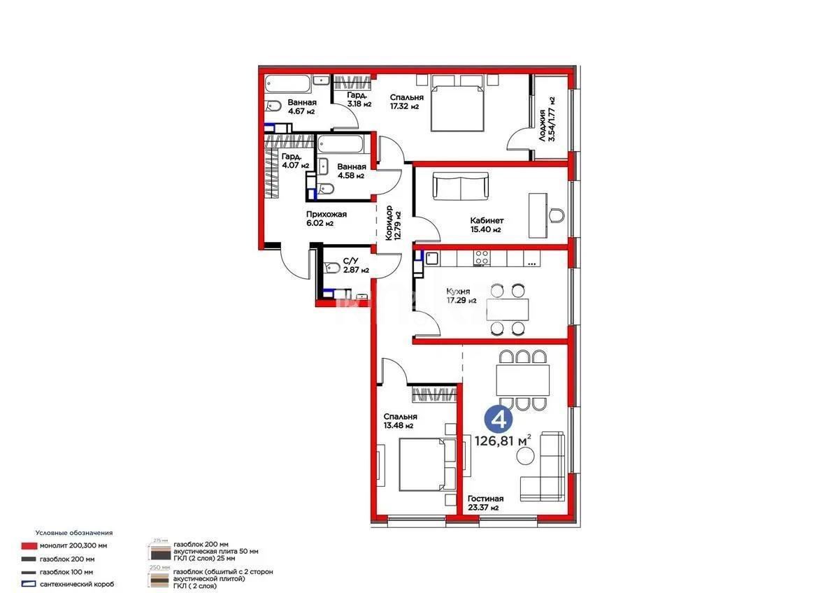Продажа 4-комнатной квартиры, 127 м² в Алматы