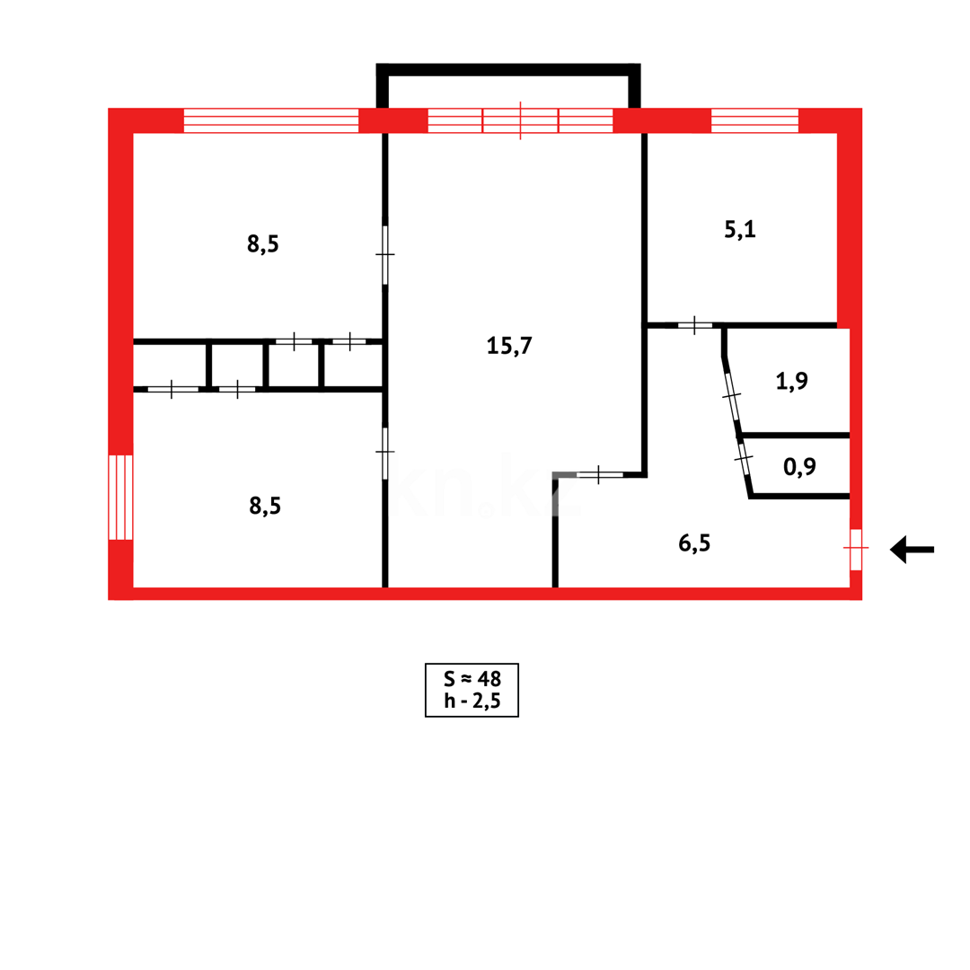 Продажа 3-комнатной квартиры, 48 м², мкр-н 7-й в Темиртау - фото 19