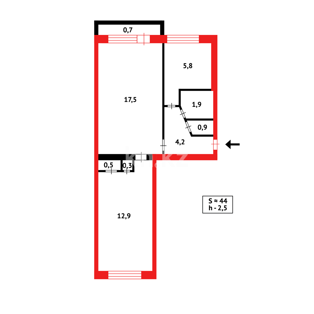 Продажа 2-комнатной квартиры, 43 м² в Караганде - фото 8