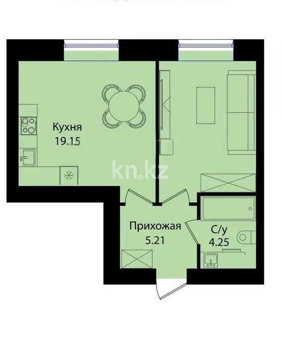 Продажа 1-комнатной квартиры, 42.82 м², ул. Е-15, дом  16 в Астане