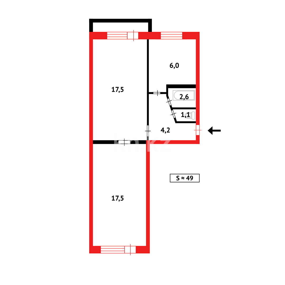 Продажа 2-комнатной квартиры, 48 м² в Караганде - фото 9