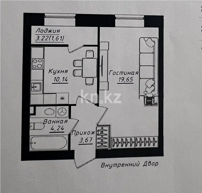 Продажа 1-комнатной квартиры, 39.31 м², ул. Нажимеденова, дом  5 в Астане