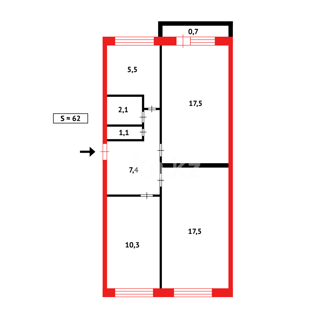 Продажа 3-комнатной квартиры, 62 м² в Караганде - фото 11