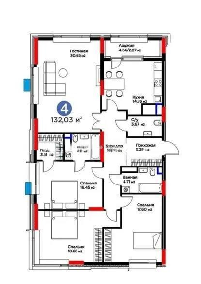 Продажа 4-комнатной квартиры, 132 м² в Астане