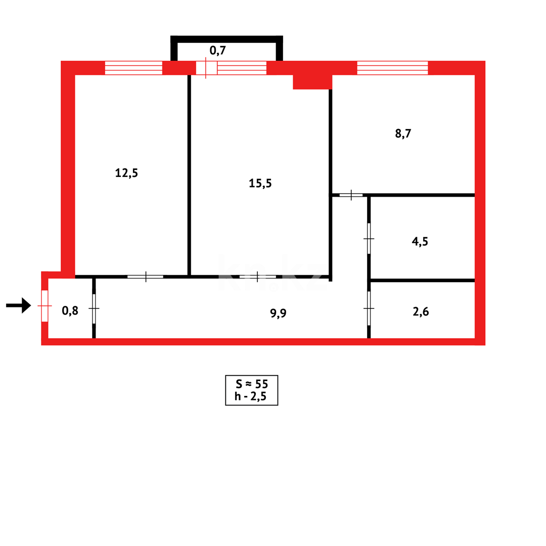 Продажа 2-комнатной квартиры, 54 м² в Караганде - фото 13