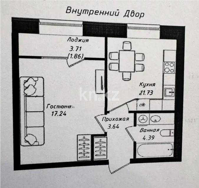 Продажа 1-комнатной квартиры, 38.86 м² в Астане