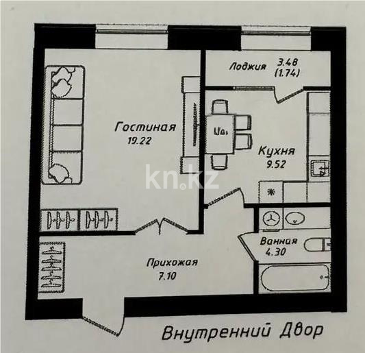 Продажа 1-комнатной квартиры, 42 м² в Астане