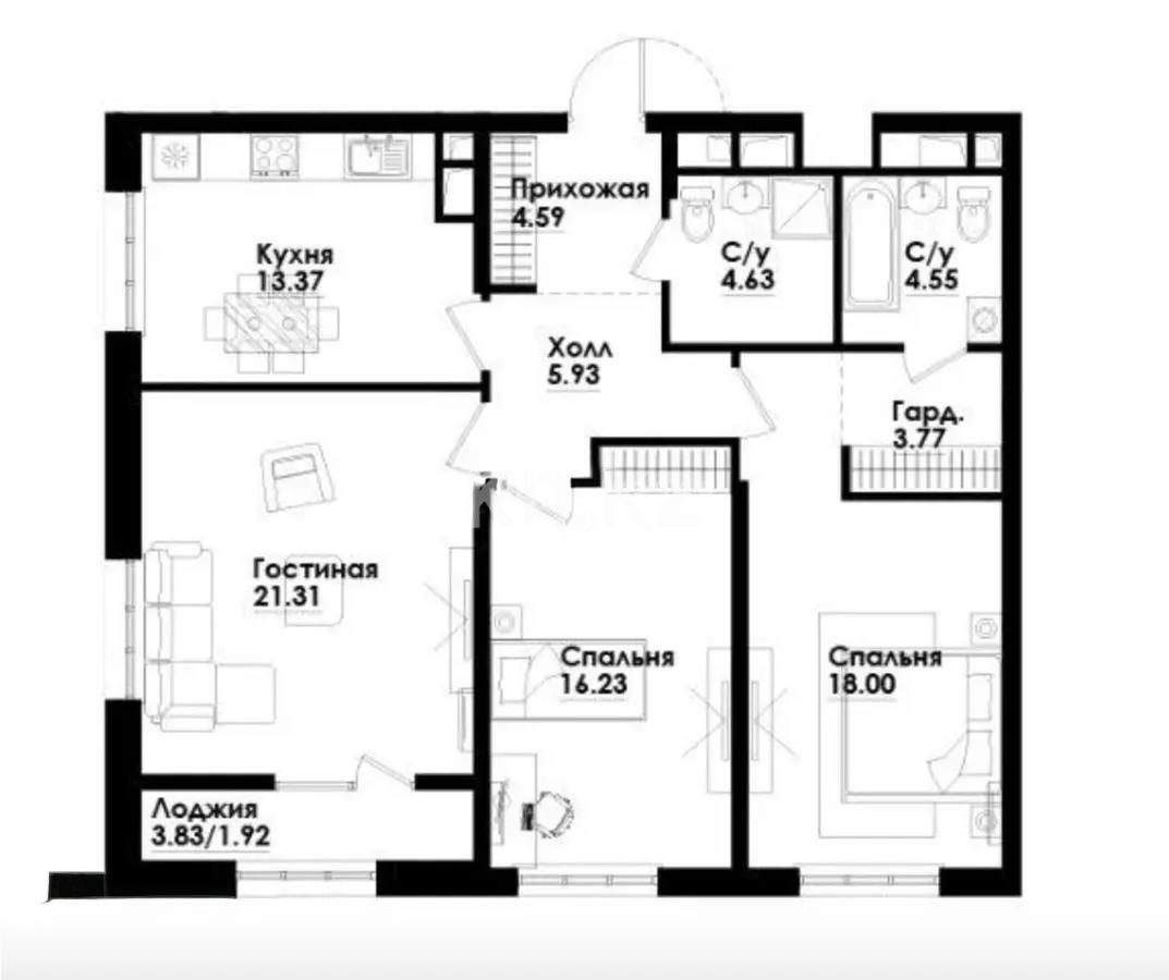 Продажа 3-комнатной квартиры, 95 м², ул. Симферопольская, дом  1/2 в Алматы