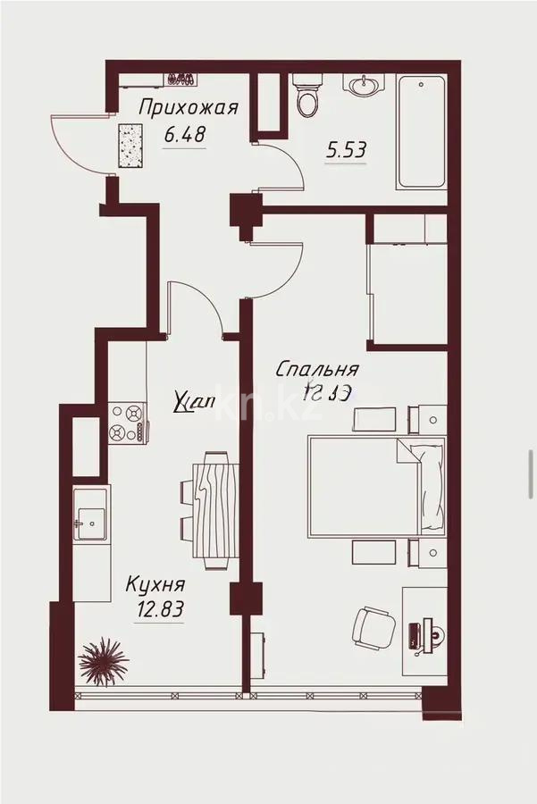 Продажа 2-комнатной квартиры, 48.9 м², ул. Илтипат, дом  45/1 в Алматы