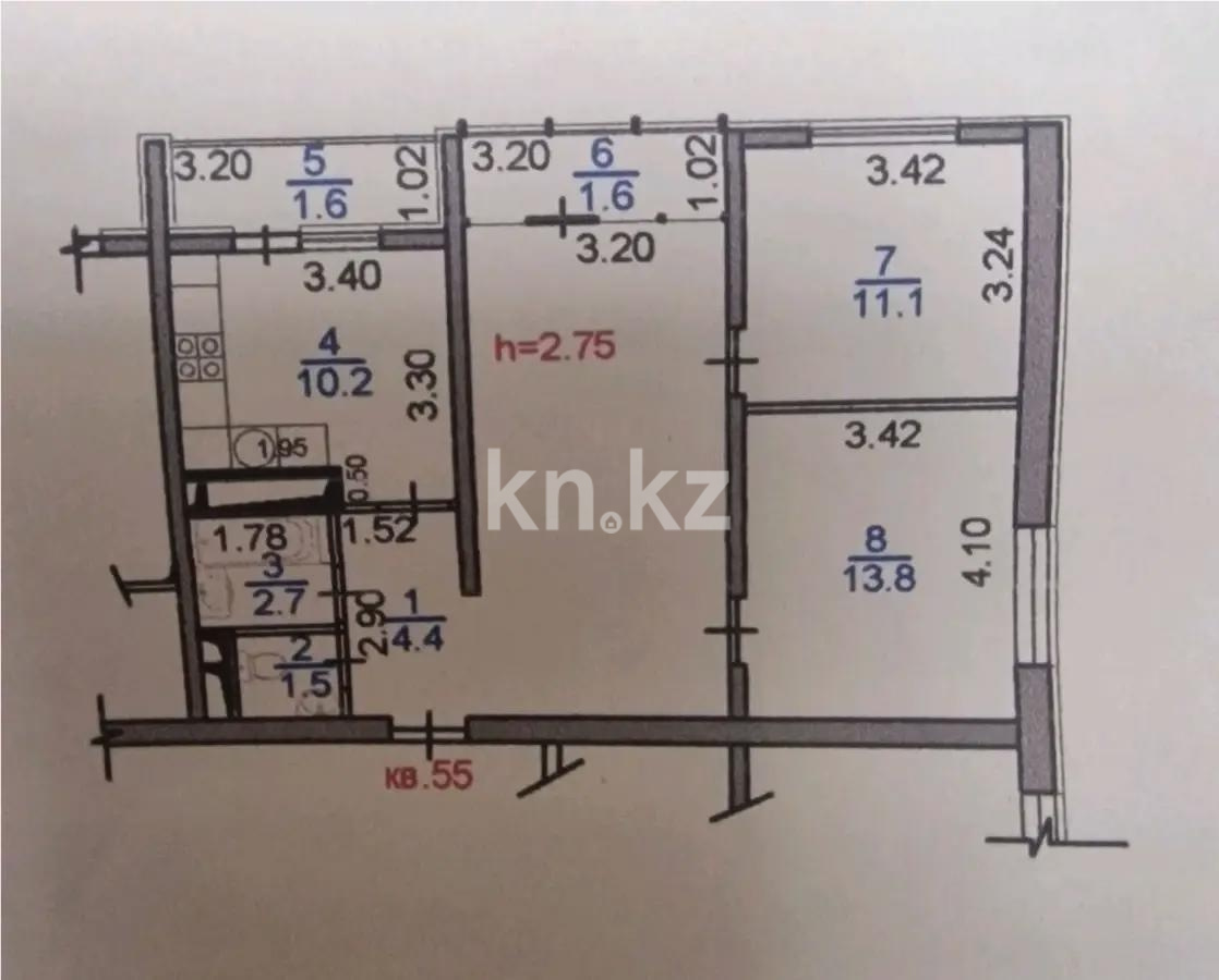 Продажа 3-комнатной квартиры, 68.9 м² в Алматы - фото 3