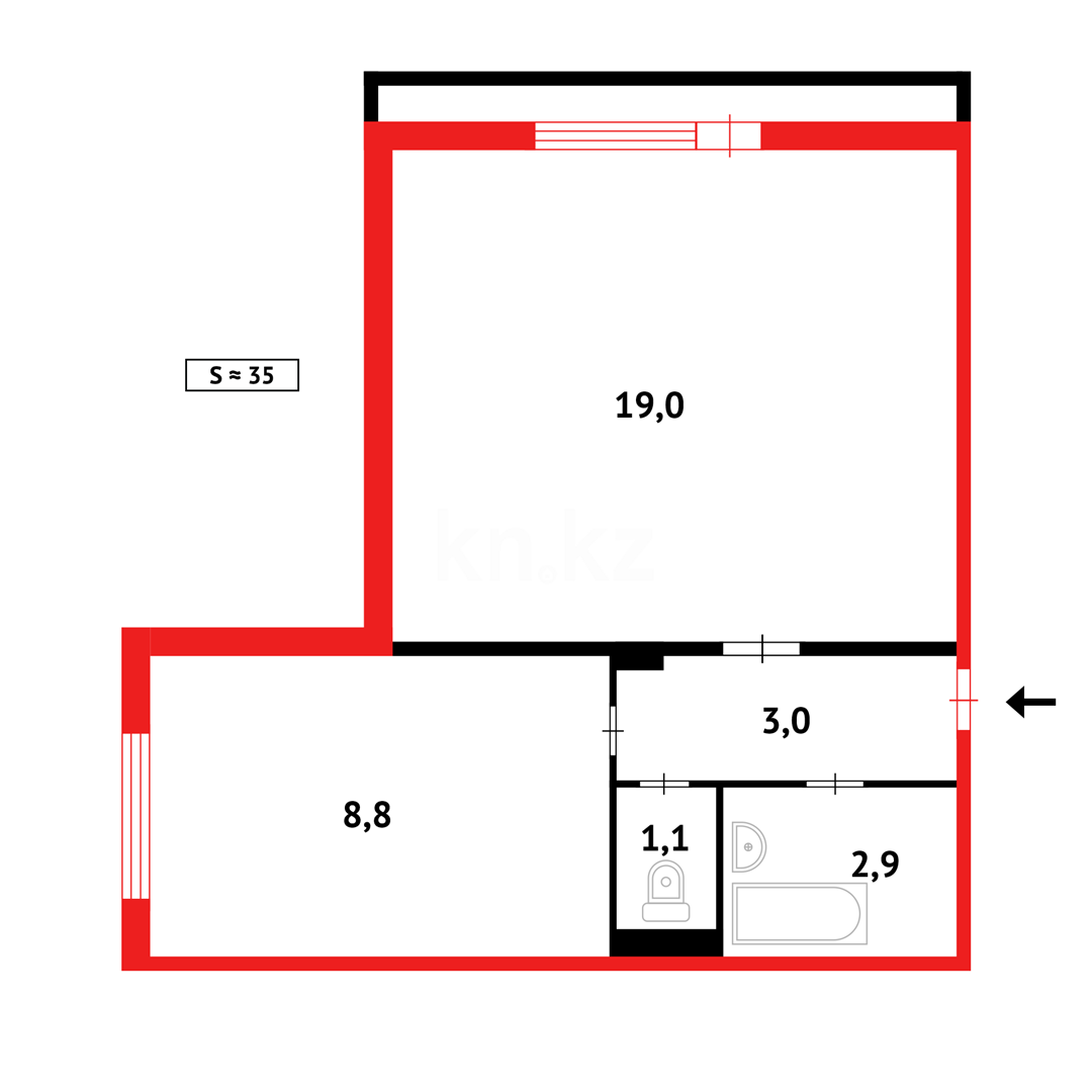 Продажа 1-комнатной квартиры, 34 м² в Караганде - фото 10