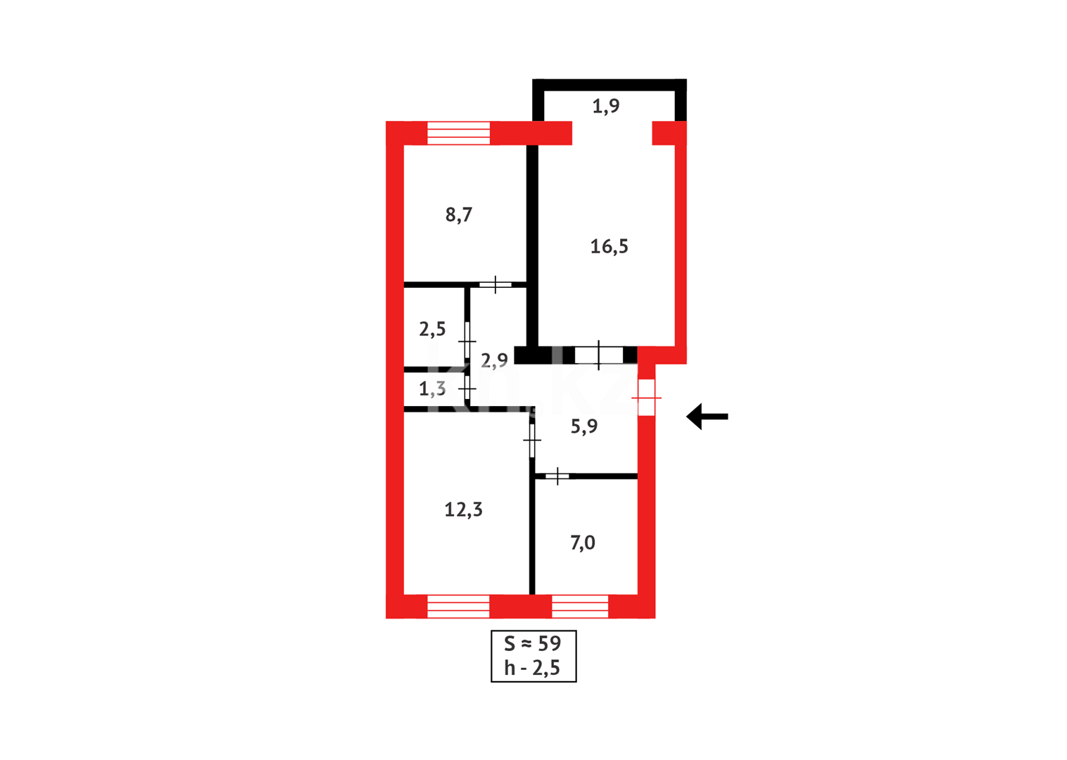 Продажа 3-комнатной квартиры, 59 м² в Абае - фото 10