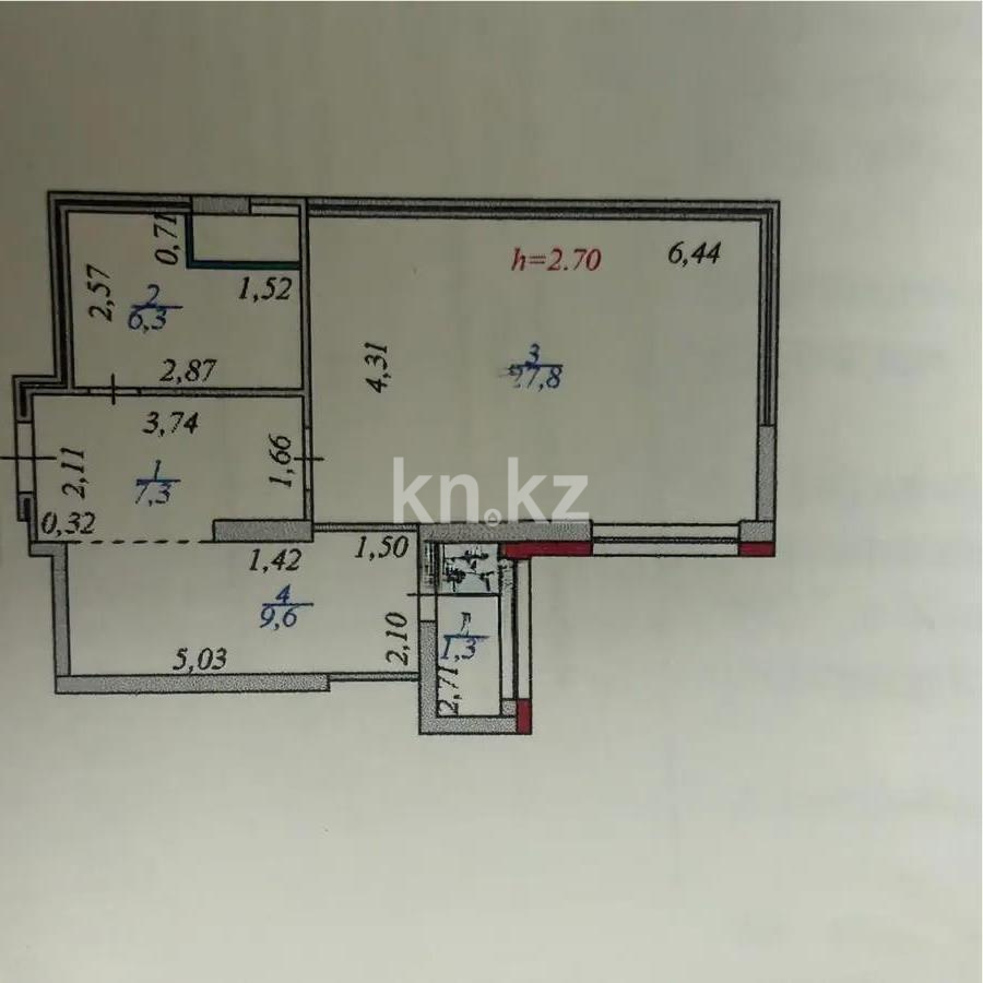 Продажа 1-комнатной квартиры, 54 м² в Астане