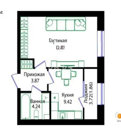 Продажа 1-комнатной квартиры, 41 м² в Астане