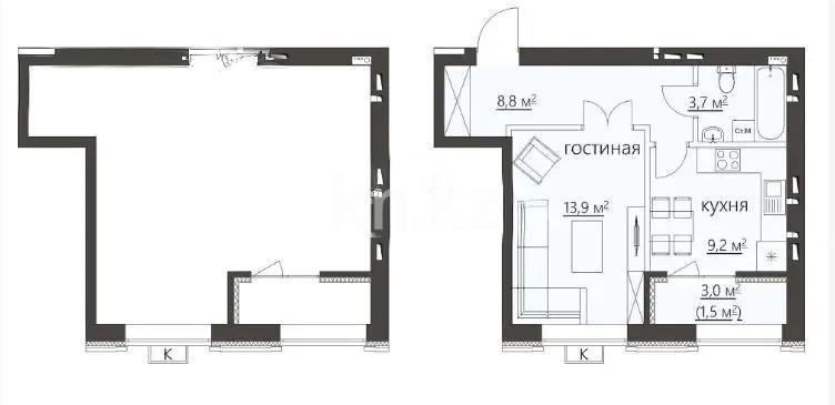 Продажа 1-комнатной квартиры, 38 м² в Караганде