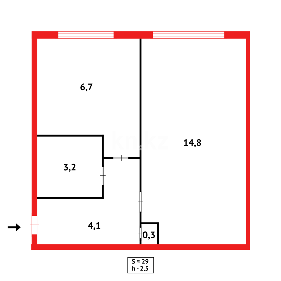 Продажа 1-комнатной квартиры, 29 м², ул. Ерубаева в Караганде - фото 7