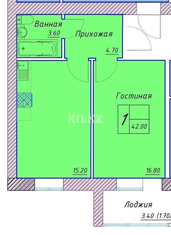 Продажа 1-комнатной квартиры, 42 м² в Астане - фото 4