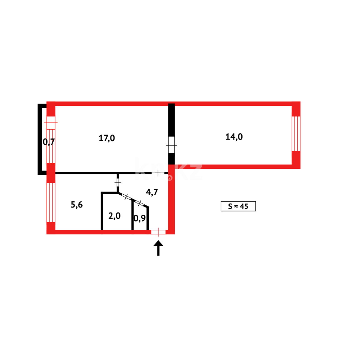 Продажа 2-комнатной квартиры, 45 м², мкр-н 21, дом  30 в Караганде - фото 10